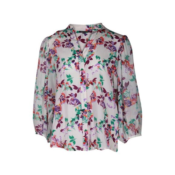 Saloni Floral-Print Shirt in Multicolor Silk